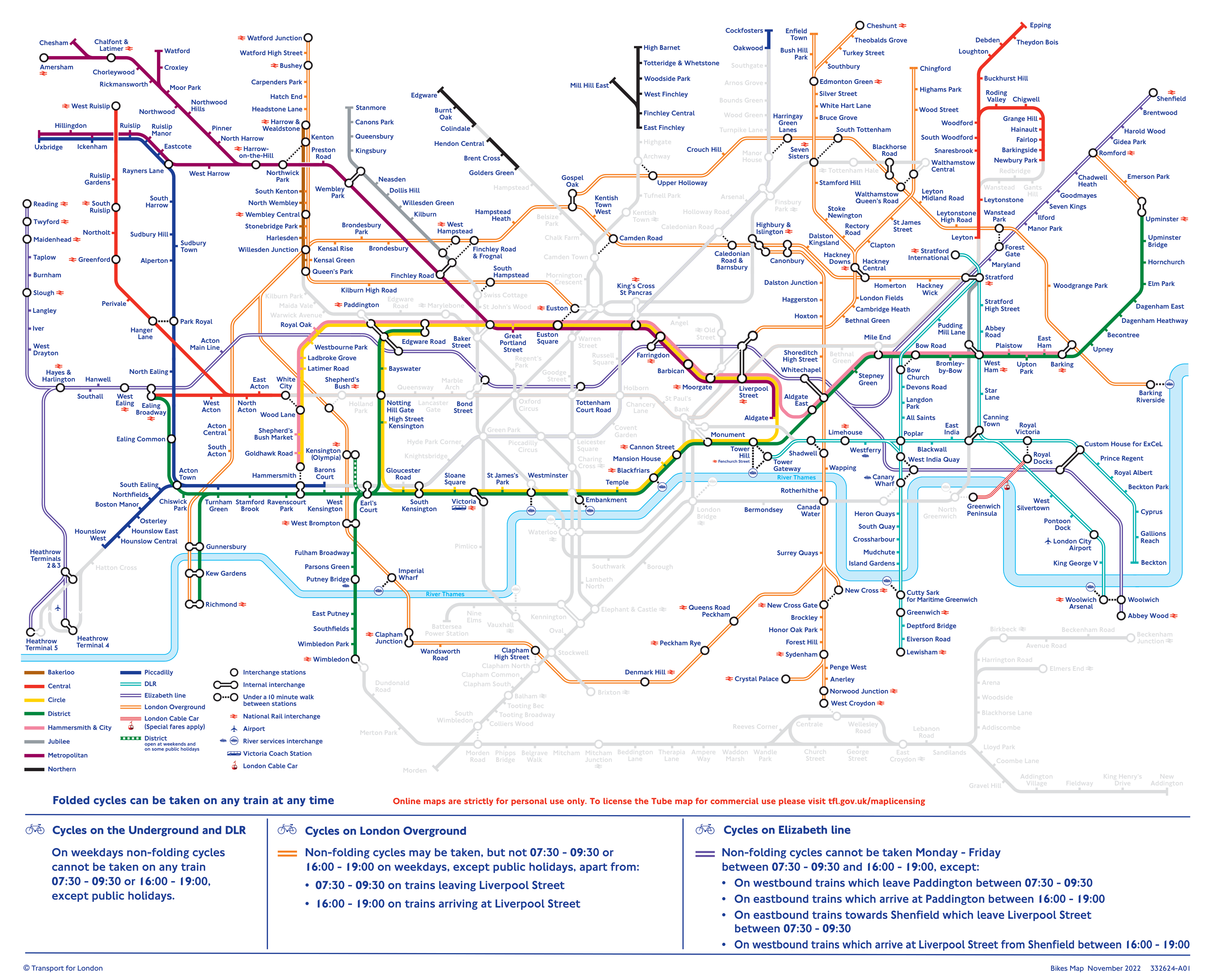 London underground map with new Elizabeth Line