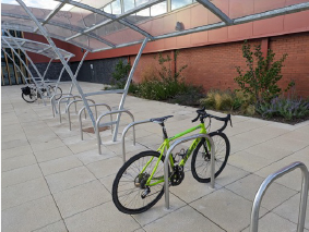 Bike park stands at Reading Station