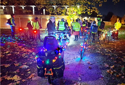 Gathering for the 'Light up the Night' bike ride