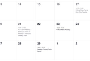 Events calendar on RCC website