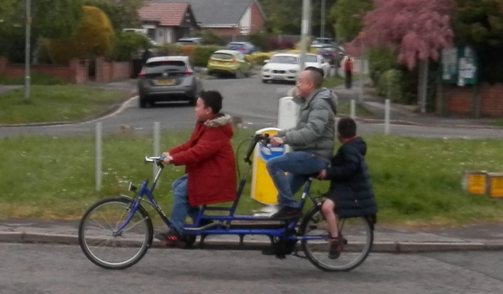 Billy on Charlotte's Tandem