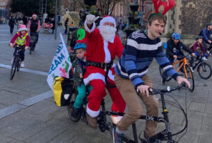 Father Christmas at a Kidical Mass ride