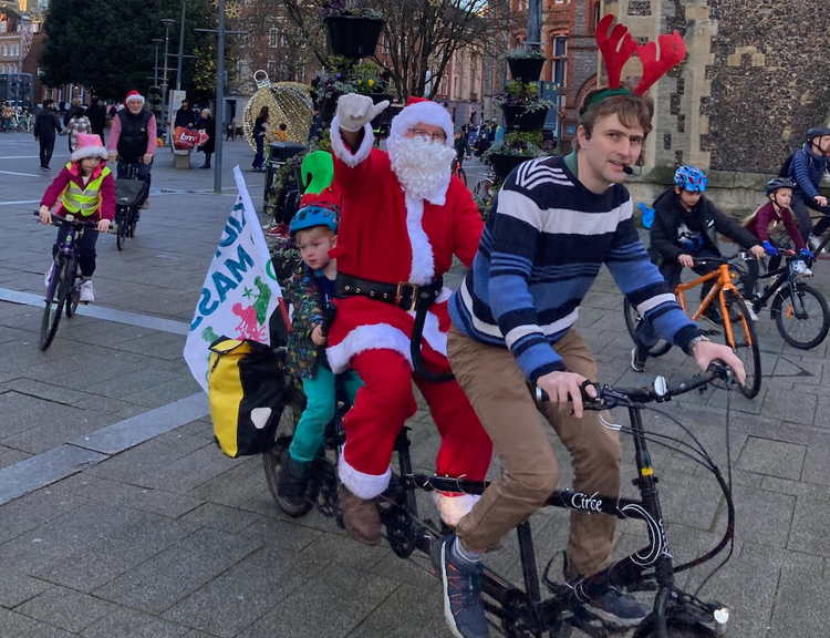 Father Christmas at a Kidical Mass ride