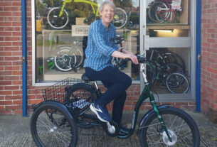 Peter Glass on his power assisted tricycle