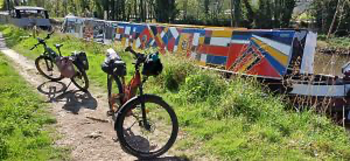 bikes by a barge