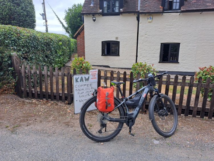 Bike parked by Kaw Cafe