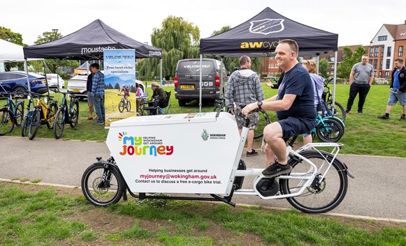 Image of man riding a cargo bike
